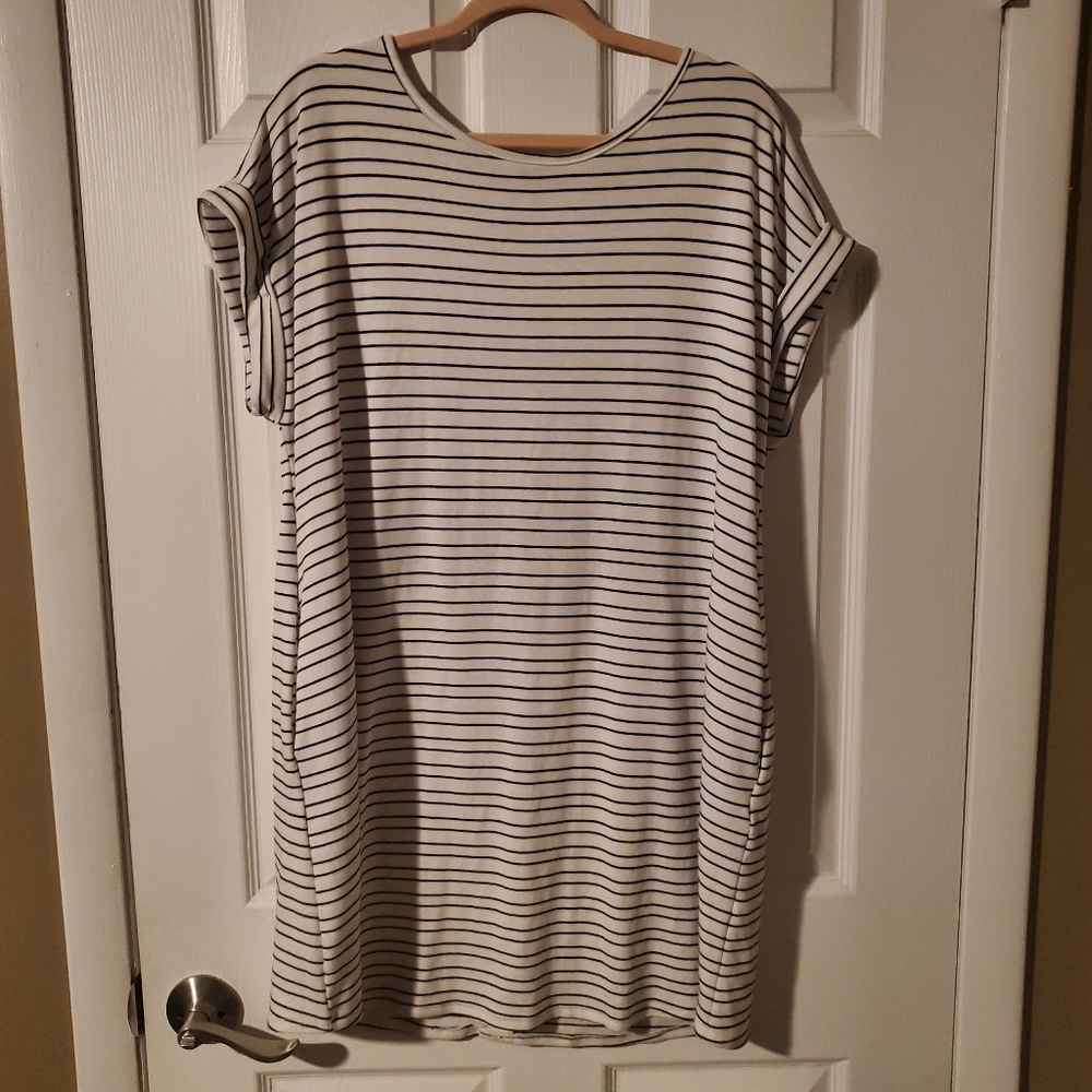 Cream and black striped dress